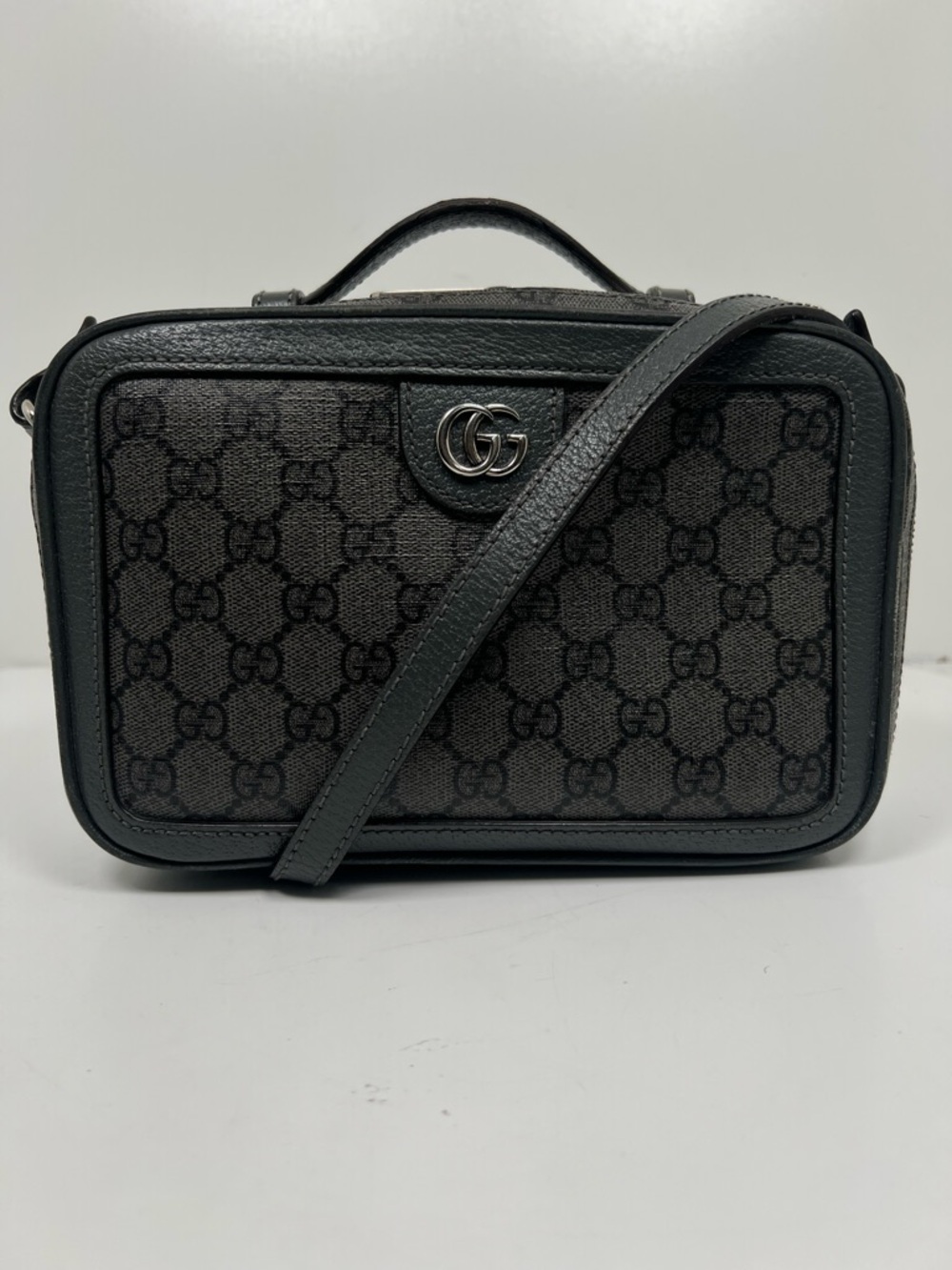 Gucci Ophidia Zip Around Camera Crossbody Bag GG Coated Canvas Small